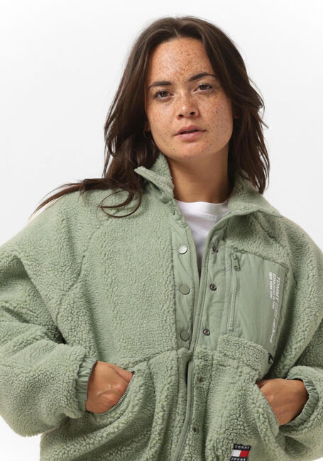 Groene TOMMY JEANS Teddy jas TJW REVERSIBLE SHERPA JACKET - large