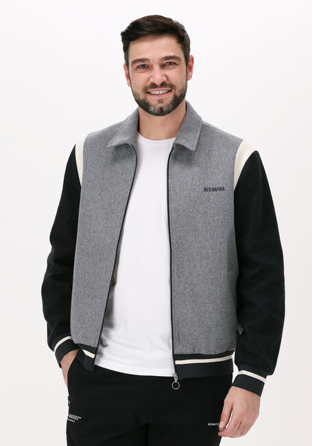 Grijze BLS HAFNIA Jack COLLEGE TYPE LOGO JACKET - large