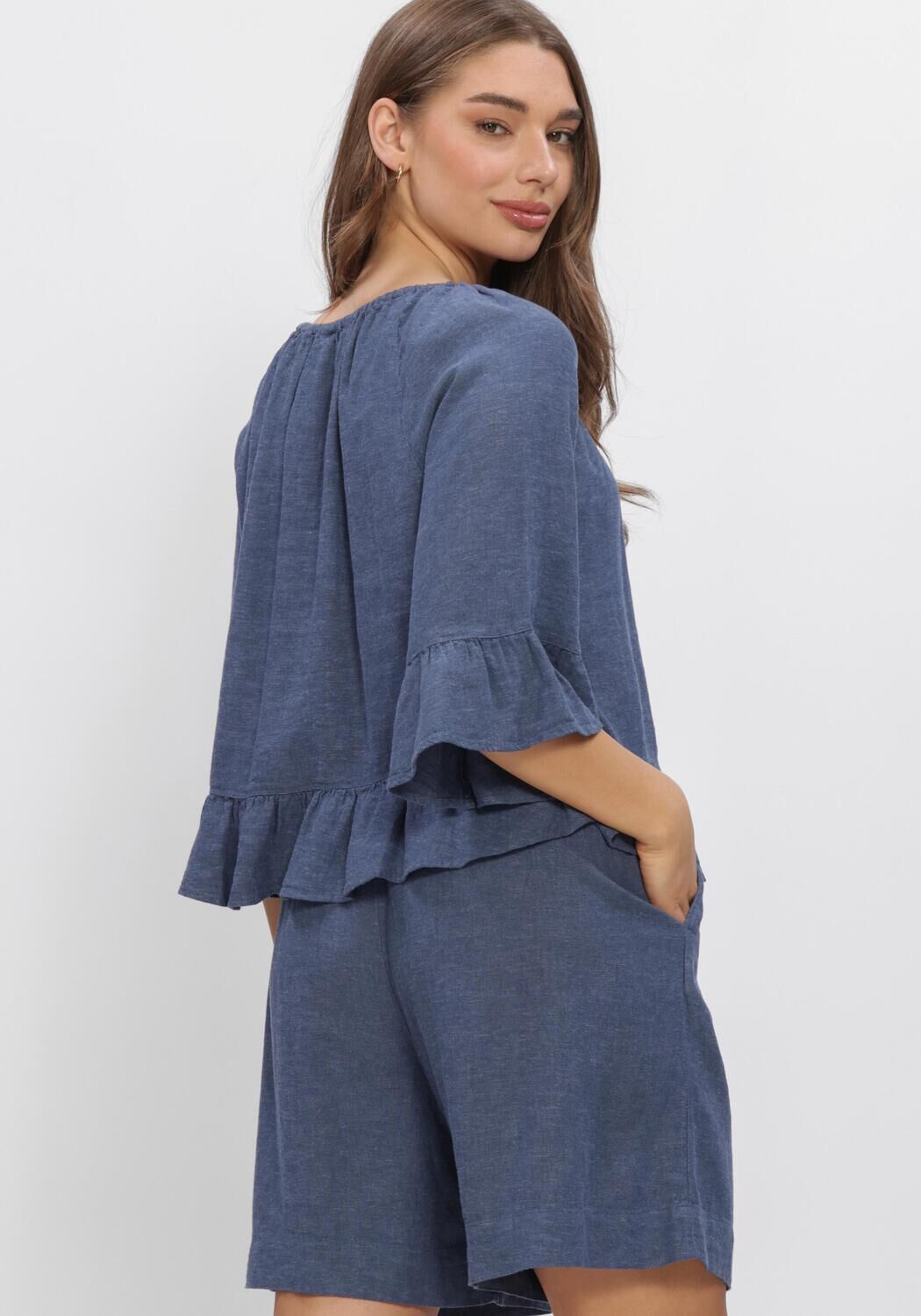 Blauwe MSCH COPENHAGEN Blouses MSCHVIANA GINIA 2/4 TOP - large