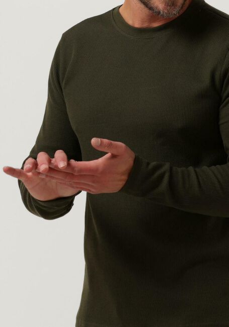 Donkergroene ANERKJENDT Trui AKSILO LS WAFFLE TEE - large