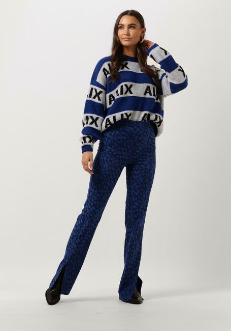 Blauwe ALIX THE LABEL Flared broek LADIES WOVEN SKETCHY ANIMAL FLARED PANTS - large