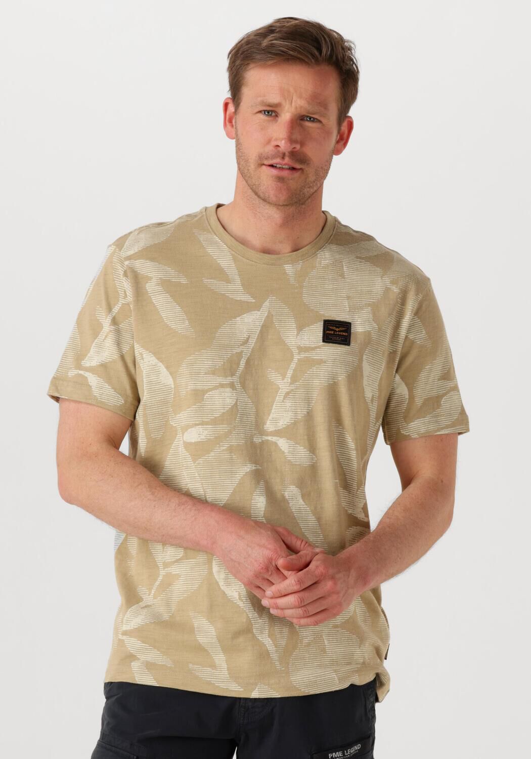 PME LEGEND Heren Polo's & T-shirts Slub Jersey Aop Beige