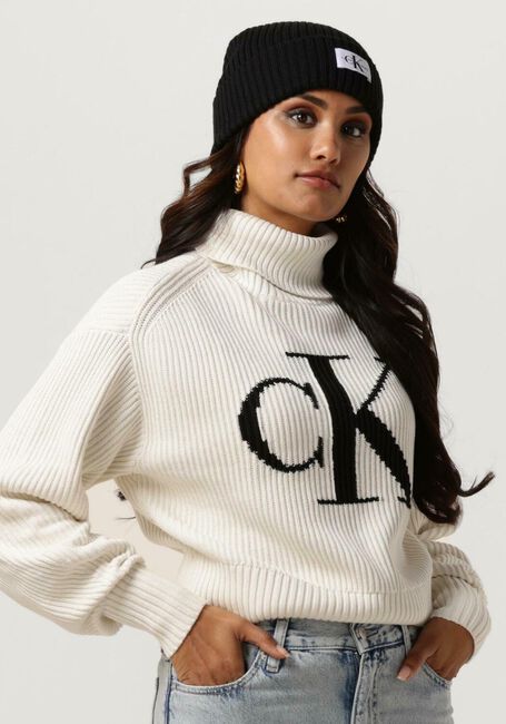 Gebroken wit CALVIN KLEIN Coltrui BLOWN UP CK LOOSE SWEATER - large