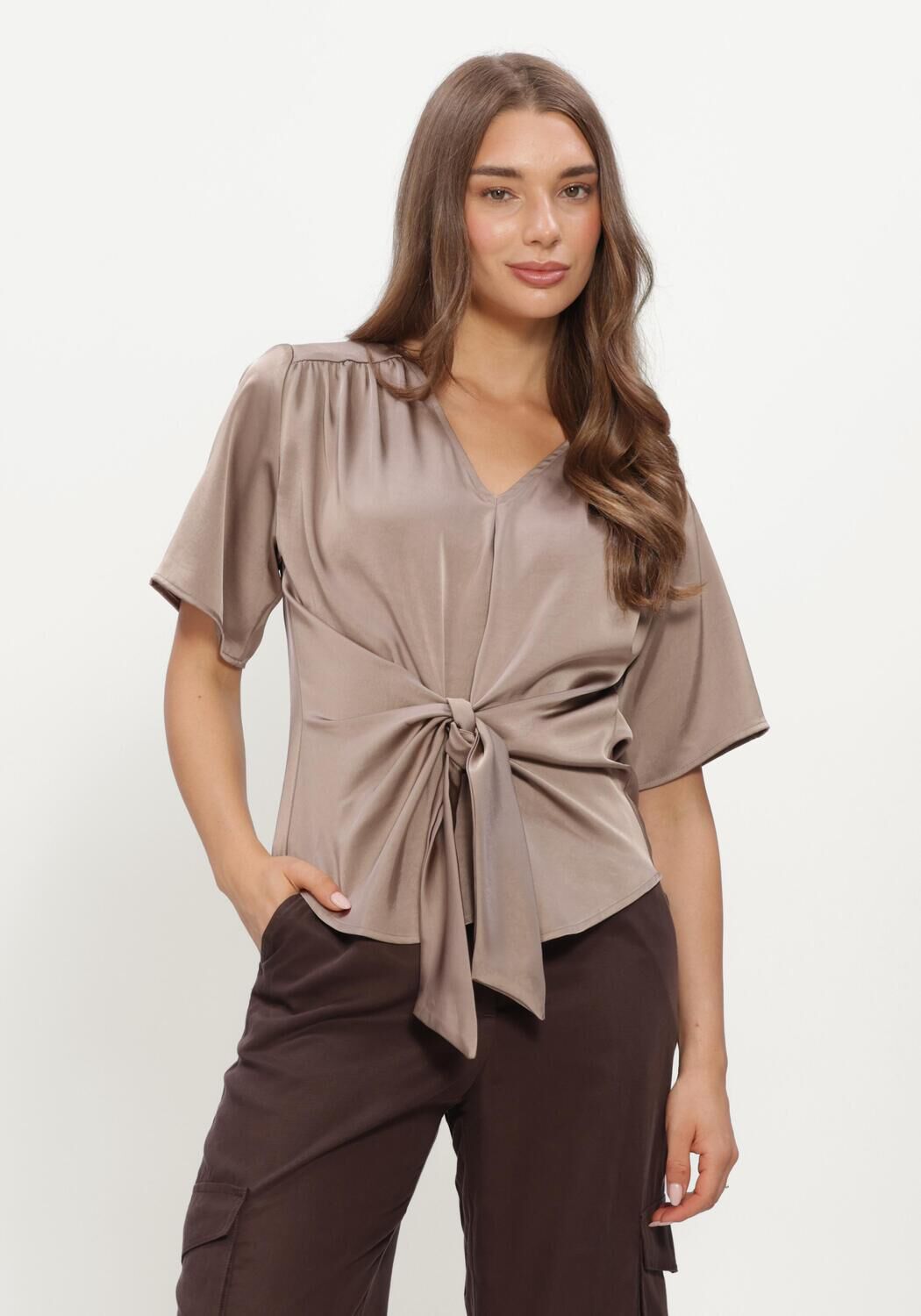 Taupe NEO NOIR Blouses CASADIA HEAVY SATEEN BLOUSE - large