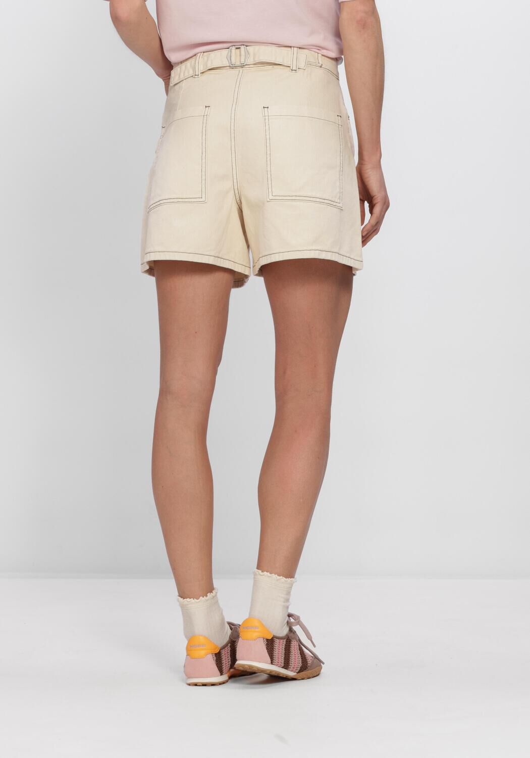 Beige OBJECT Shorts OBJANDREA HW SHORTS - large