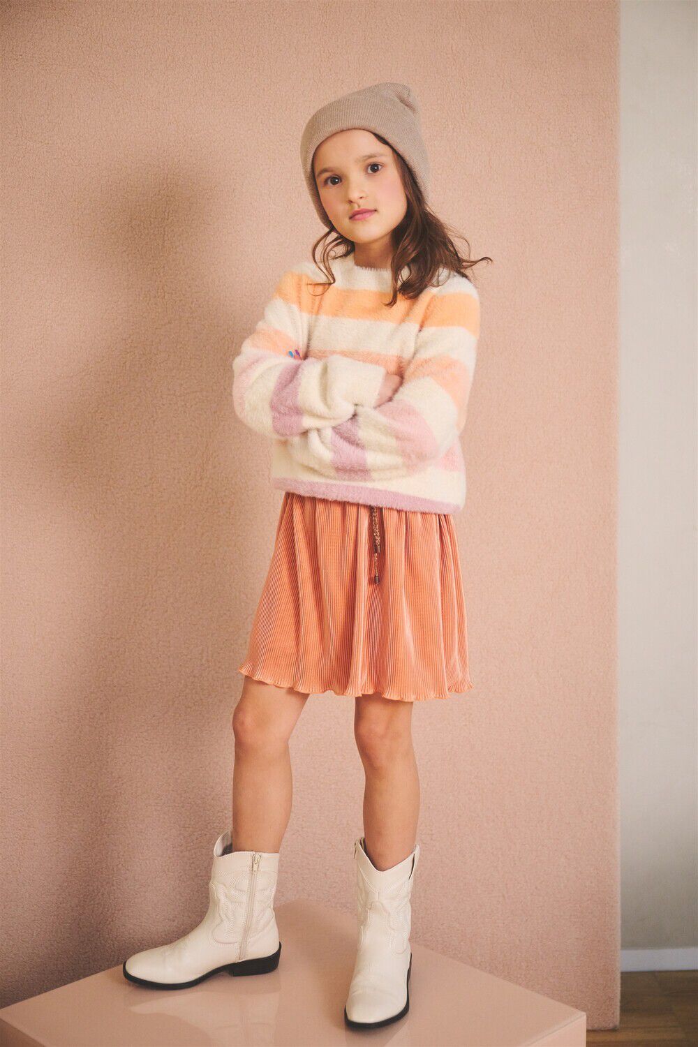 NONO Meisjes Rokken Nele Plissee Skirt Oranje