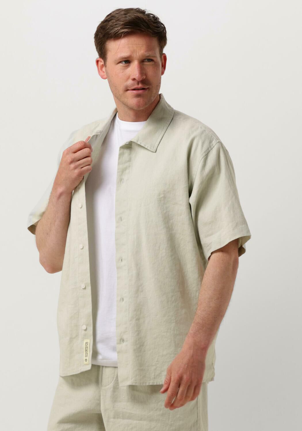 WOODBIRD Heren Overhemden Wbbanks Linen Shirt Mint