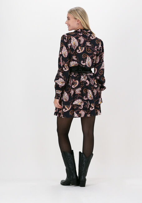Zwarte COLOURFUL REBEL Mini jurk HARLEY PAISLEY MINI SMOCKED SH - large
