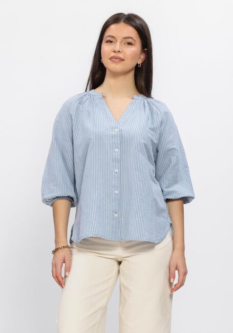 Lichtblauwe SELECTED WOMEN Blouses SLFCLEO-ALBERTA LINEN BLEND SHIRT - large