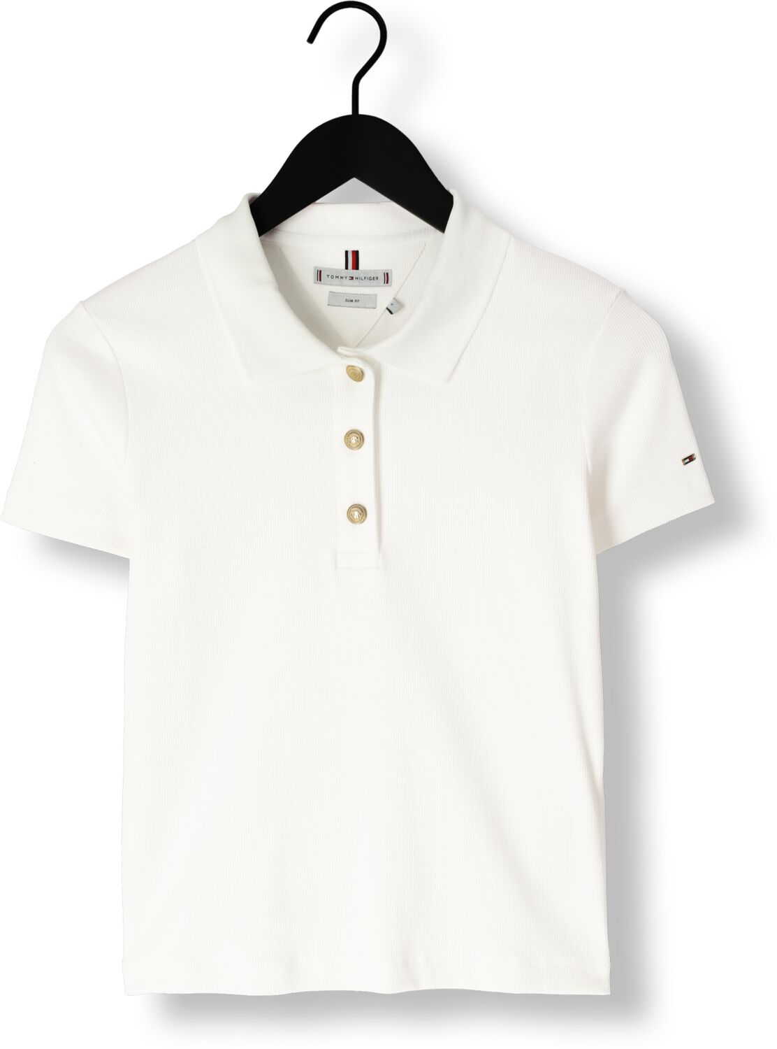 TOMMY HILFIGER Dames Tops & T-shirts Slim Gold Button Polo Ss Wit