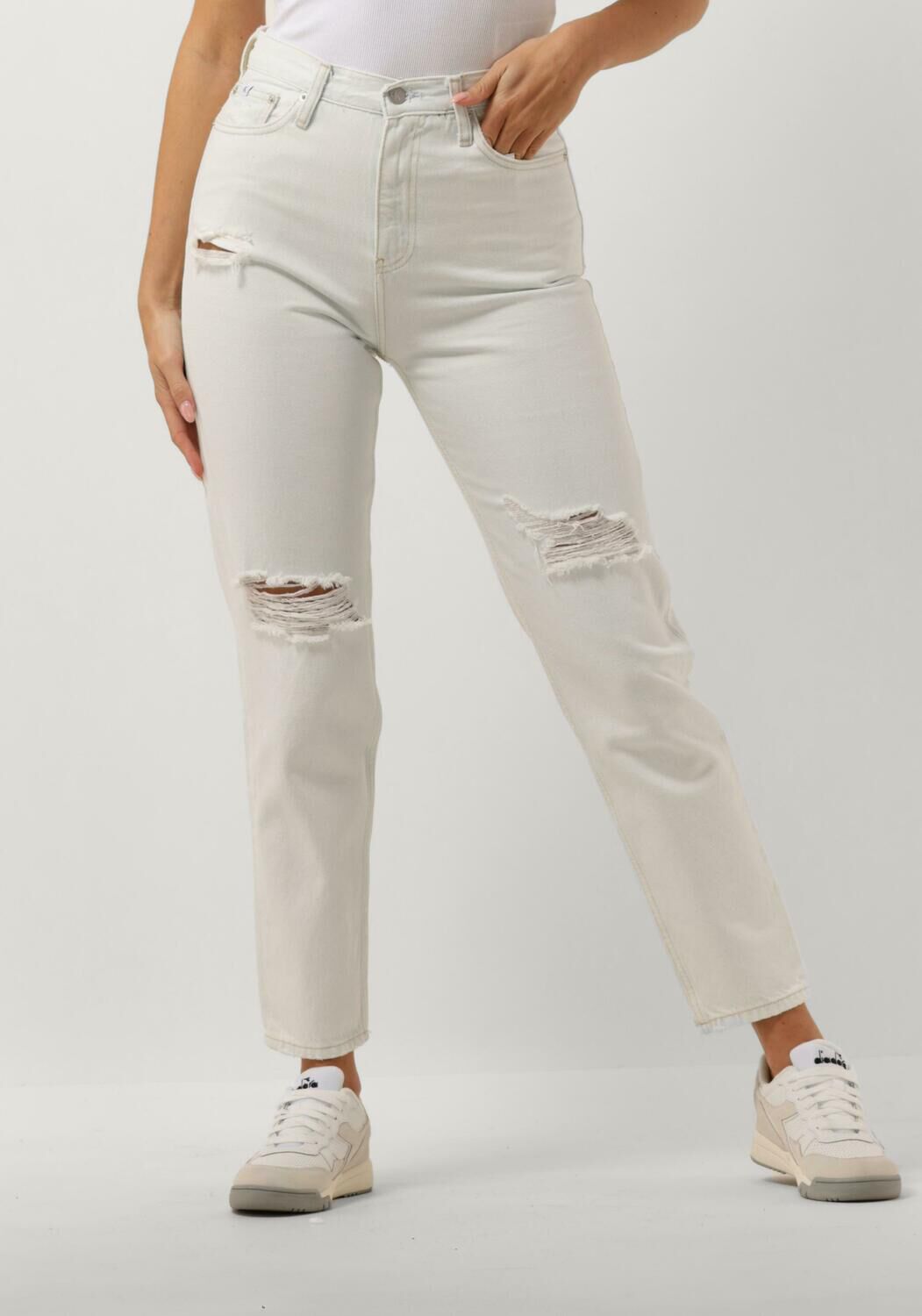 Calvin Klein Witte Mom Jeans Trendy Comfortabel White Dames