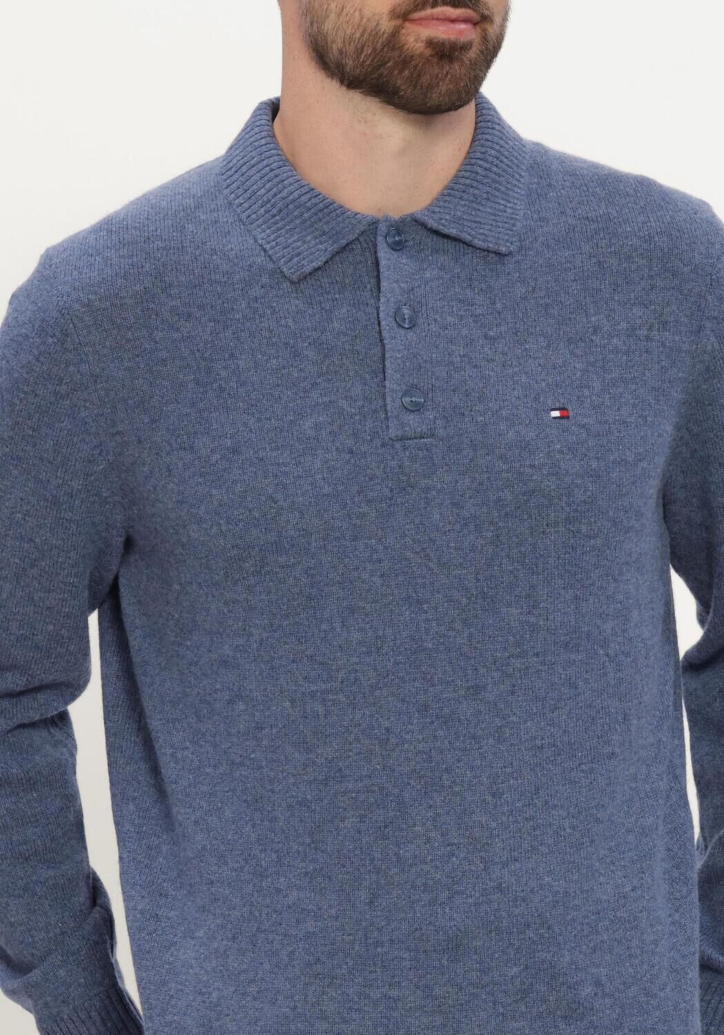 Blauwe TOMMY HILFIGER Polo LAMBSWOOL LS POLO - large