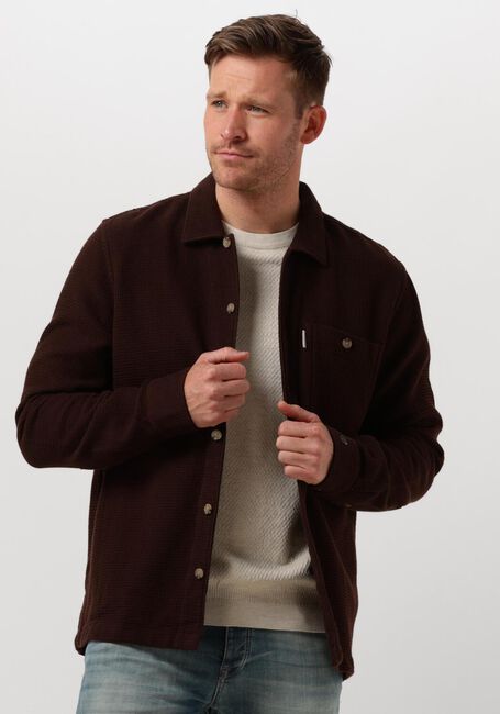 Bruine CAST IRON Casual overhemd LONG SLEEVE SHIRT SOLID REGULAR FIT - large