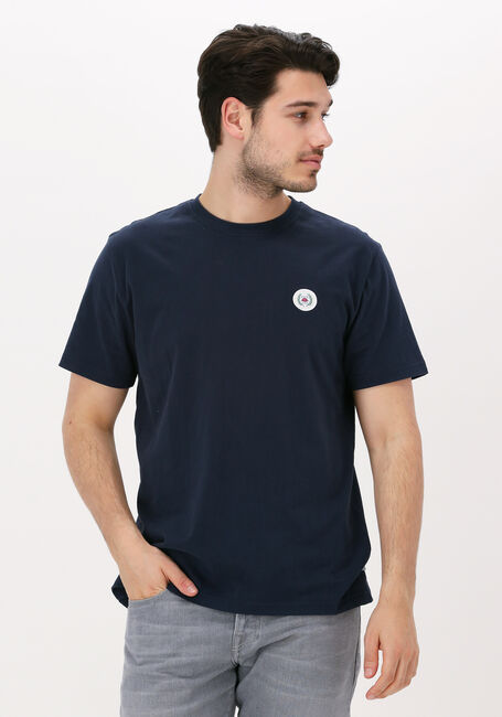 Donkerblauwe WOODBIRD T-shirt OUR JARVIS PATCH TEE - large