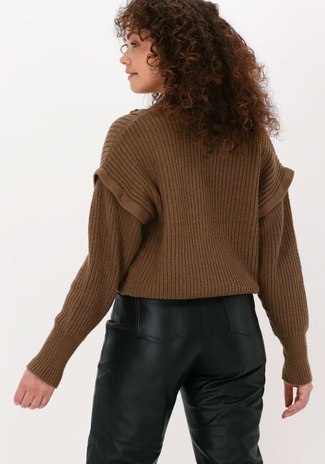 Bruine CO'COUTURE Trui ROWIE FRONT BUTTON KNIT - large