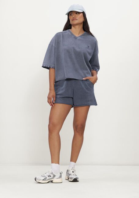 Blauwe ALIX THE LABEL Tops & T-shirts LADIES KNITTED CUT SEAM SWEAT T-SHIRT - large