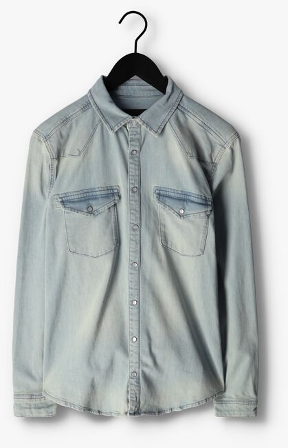 Lichtblauwe PUREWHITE Overshirt DENIM SHIRT WITH PRESSBUTTONS AND POCKETS ON CHEST - large