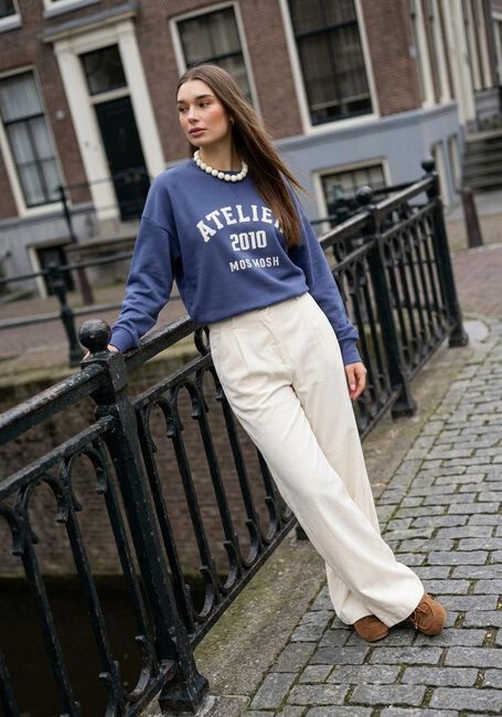 Donkerblauwe MOS MOSH Sweater MMNIMA O-LS  SWEATSHIRT - large