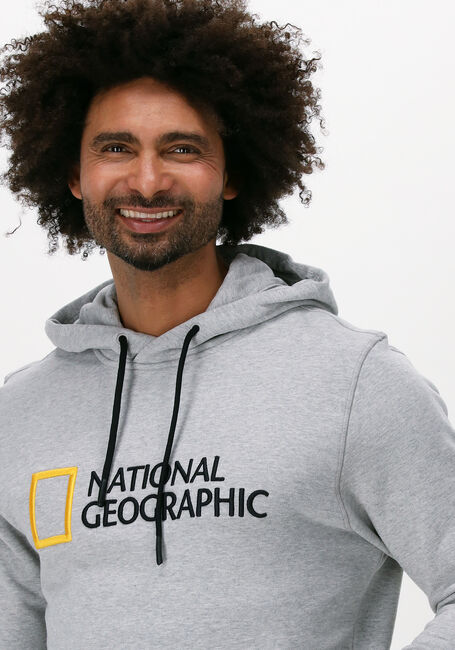 Lichtgrijze NATIONAL GEOGRAPHIC Sweater UNISEX HOODY WITH BIG LOGO - large