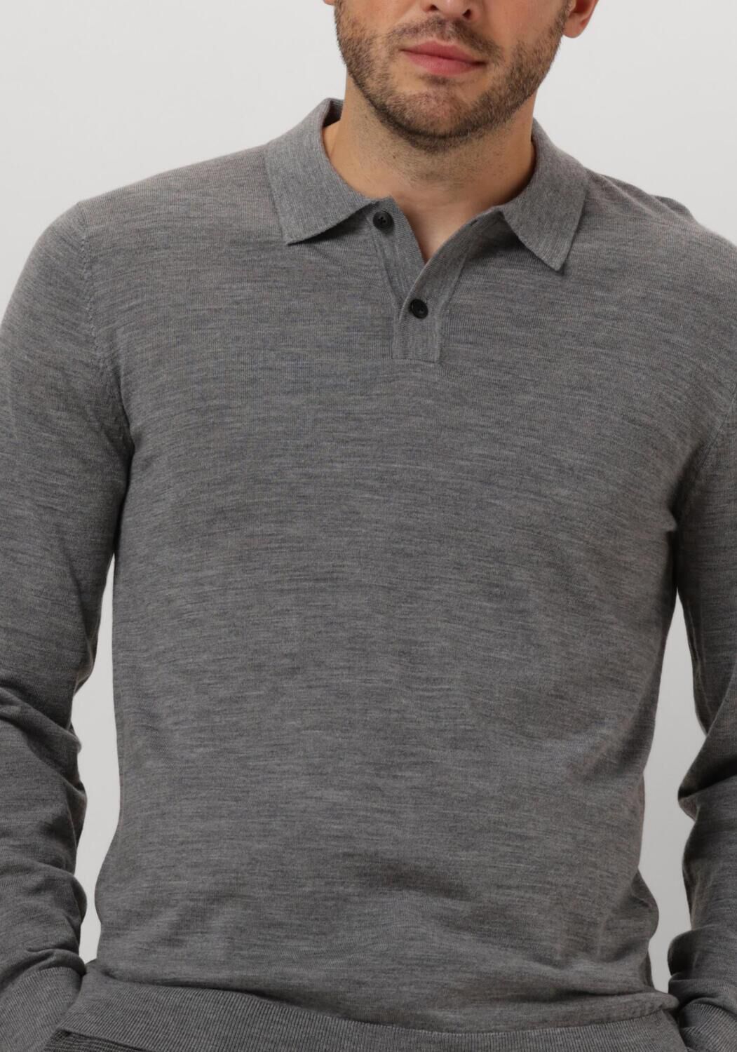 SELECTED HOMME Heren Truien & Vesten Slhtray Ls Knit Merino Polo Grijs