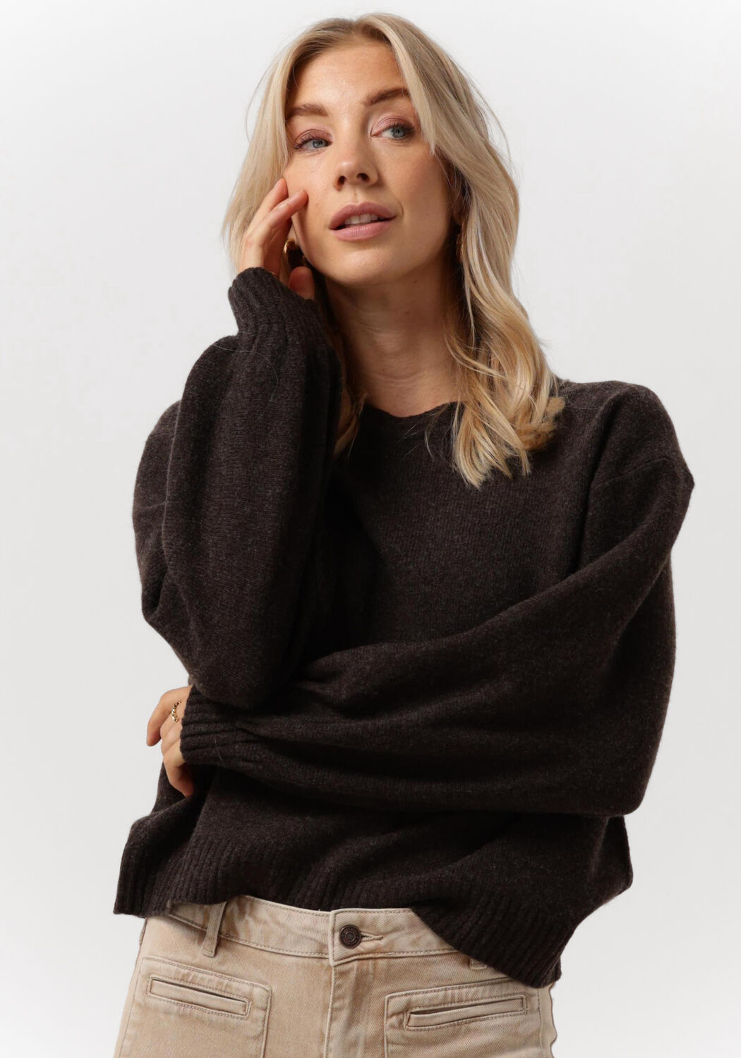 Donker top bruine sweater