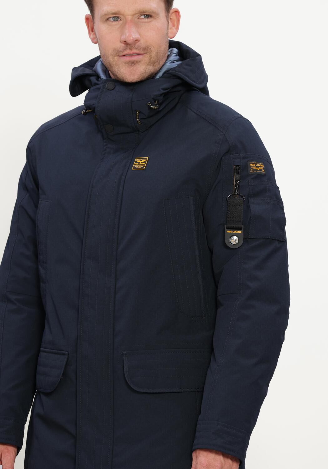 Donkerblauwe PME LEGEND Gewatteerde jas SEMI LONG JACKET ROCK-PACK - large