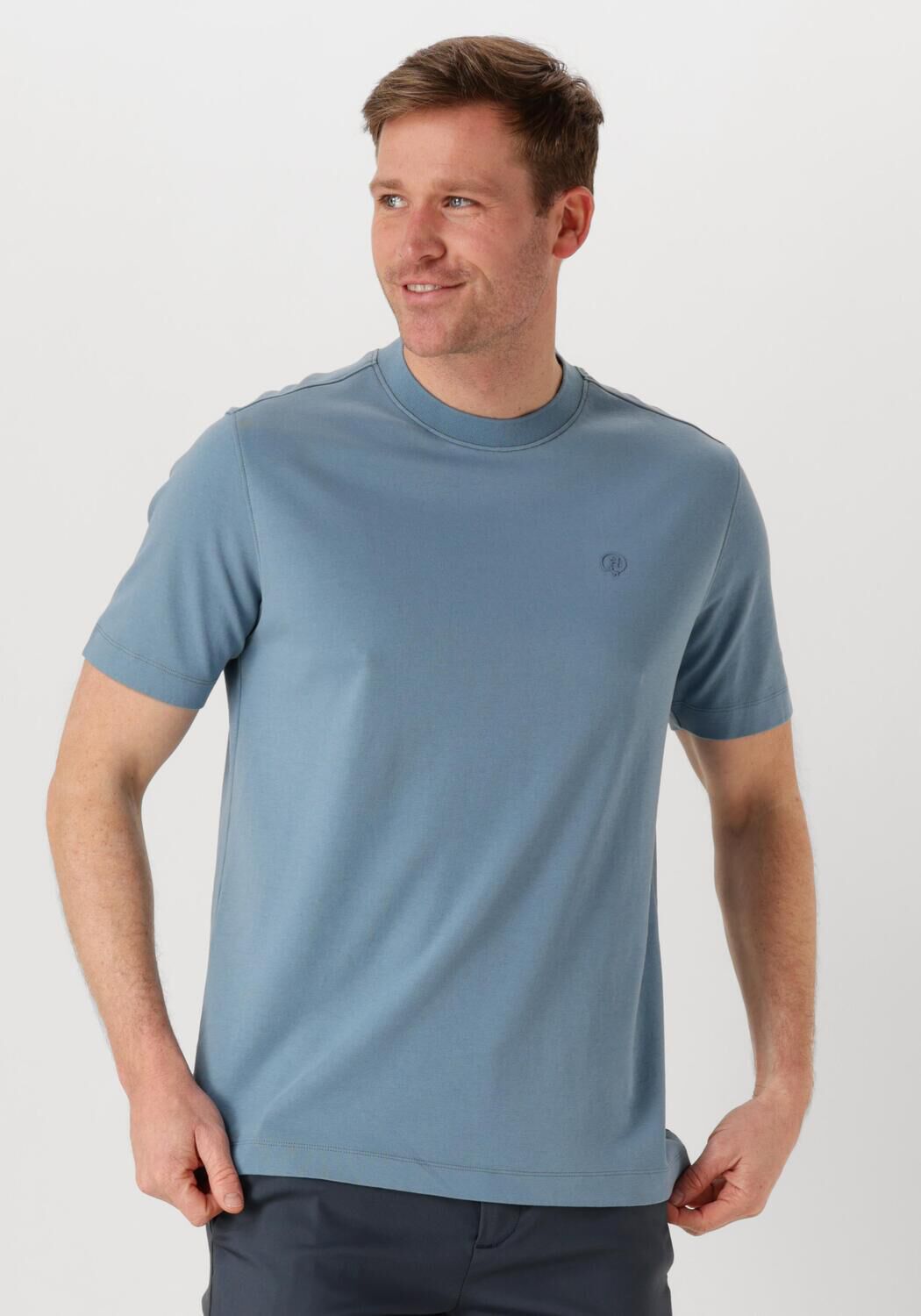 CAST IRON Heren Polo's & T-shirts Short Sleeve R-neck Regular Fit Interlock Blauw