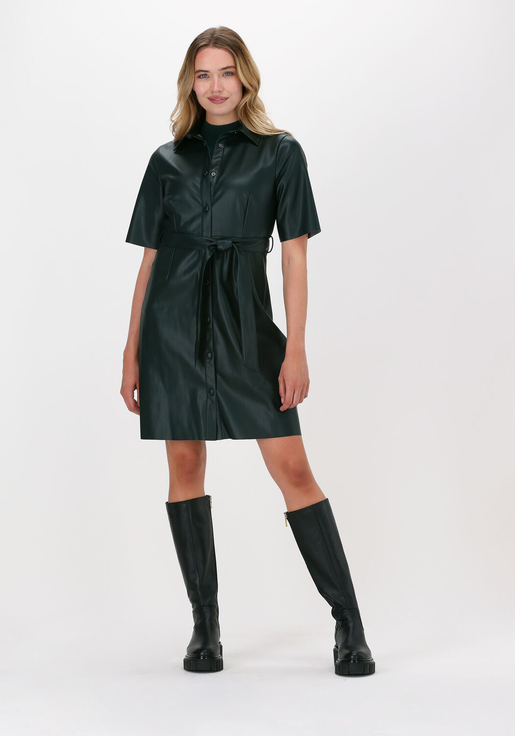 Groene leren jurk outlet