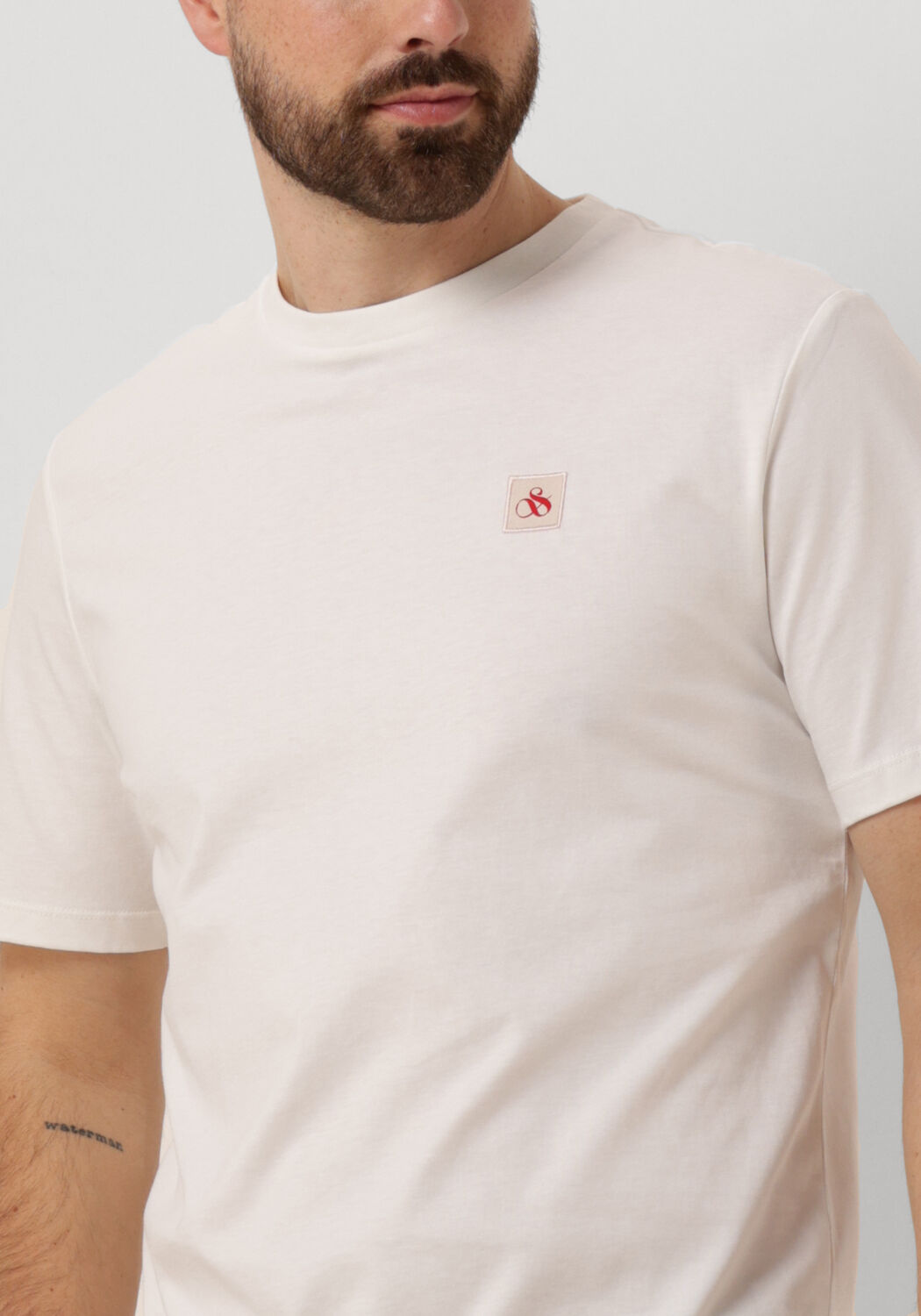 SCOTCH & SODA Heren Polo's & T-shirts Essential Logo Badge T-shirt Wit