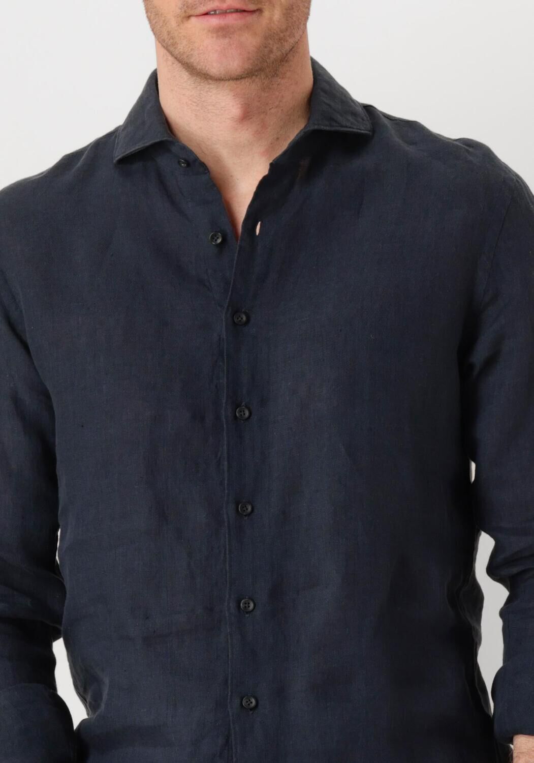 PROFUOMO Heren Overhemden Shirt X-cutaway Linen Donkerblauw