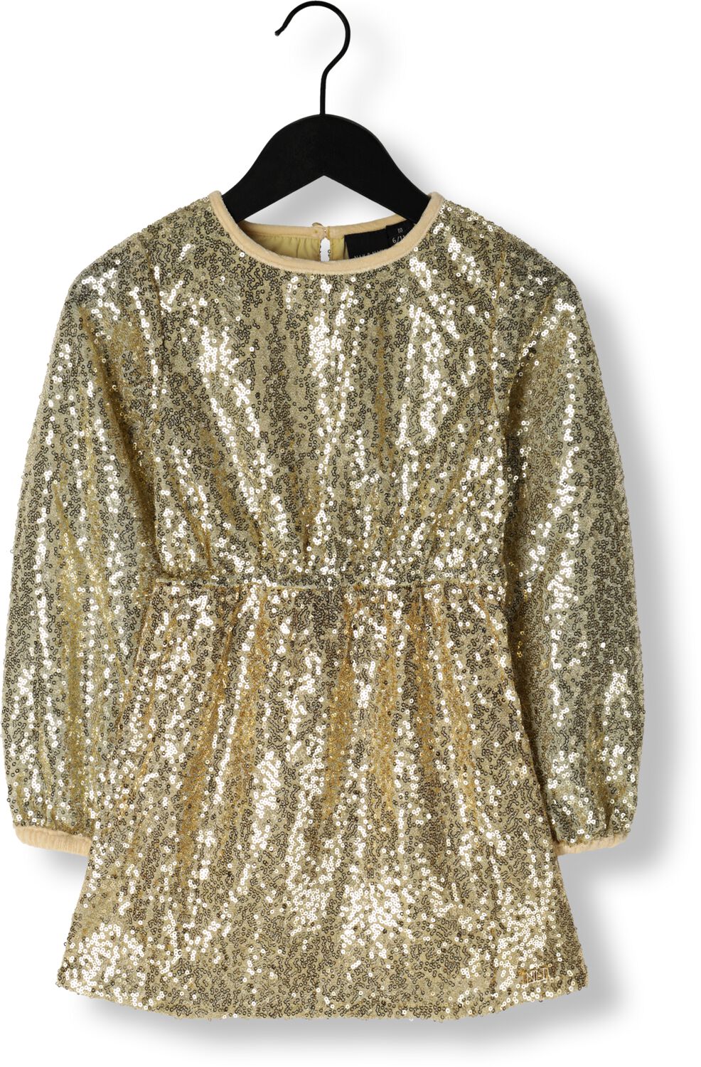 NIK&NIK jurk Riz met pailletten goud Meisjes Polyester Ronde hals 128