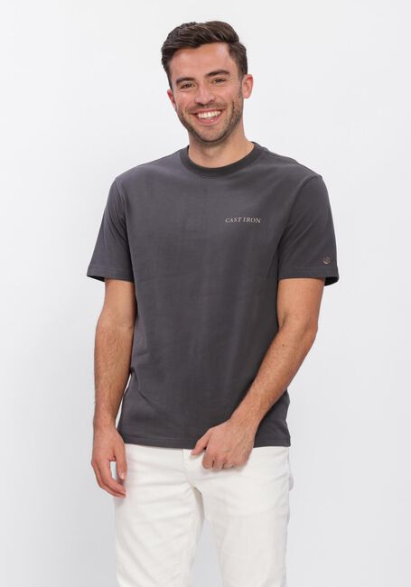 Grijze CAST IRON T-shirt RELAXED FIT PEACHED JERSEY - large