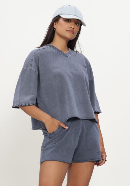 Blauwe ALIX THE LABEL Tops & T-shirts LADIES KNITTED CUT SEAM SWEAT T-SHIRT - large