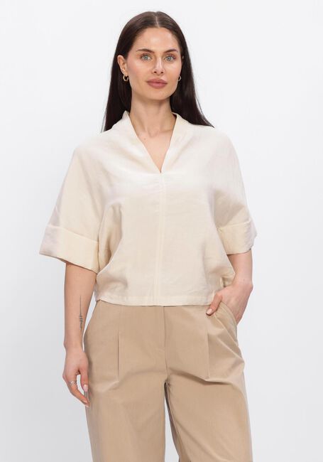 Gebroken wit SUMMUM Tops & T-shirts TOP SHORTS SLEEVES MODAL LINEN BLEND - large