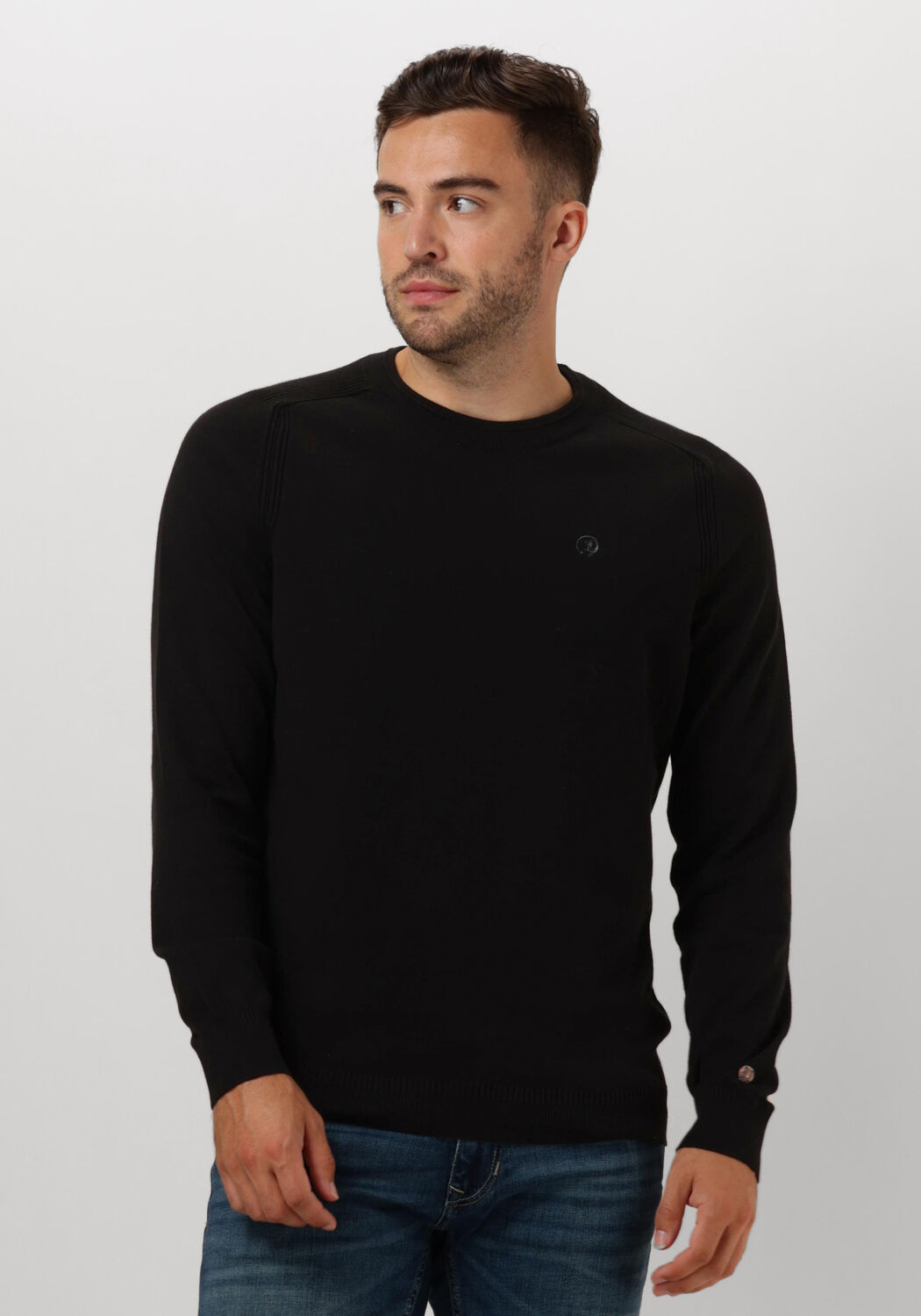 CAST IRON Heren Truien & Vesten Crewneck Essential Cotton Stretch Zwart