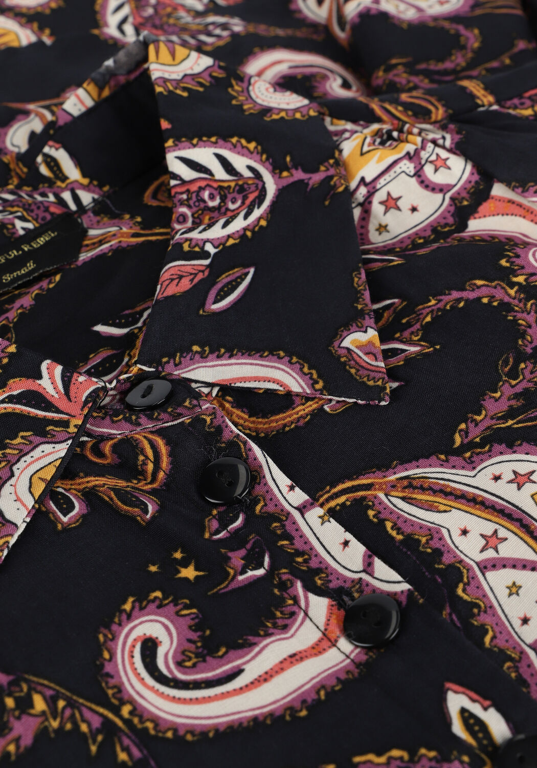 Zwarte COLOURFUL REBEL Mini jurk HARLEY PAISLEY MINI SMOCKED SH - large