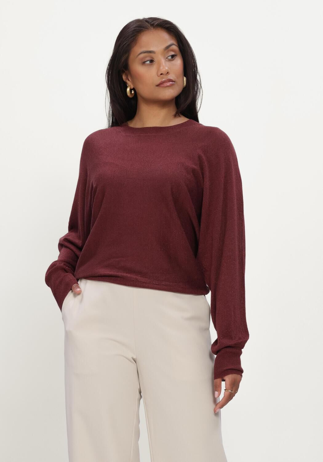 Bordeaux MINUS Trui MSDANA METALLIC BAT SLEEVE PULLOVER - large
