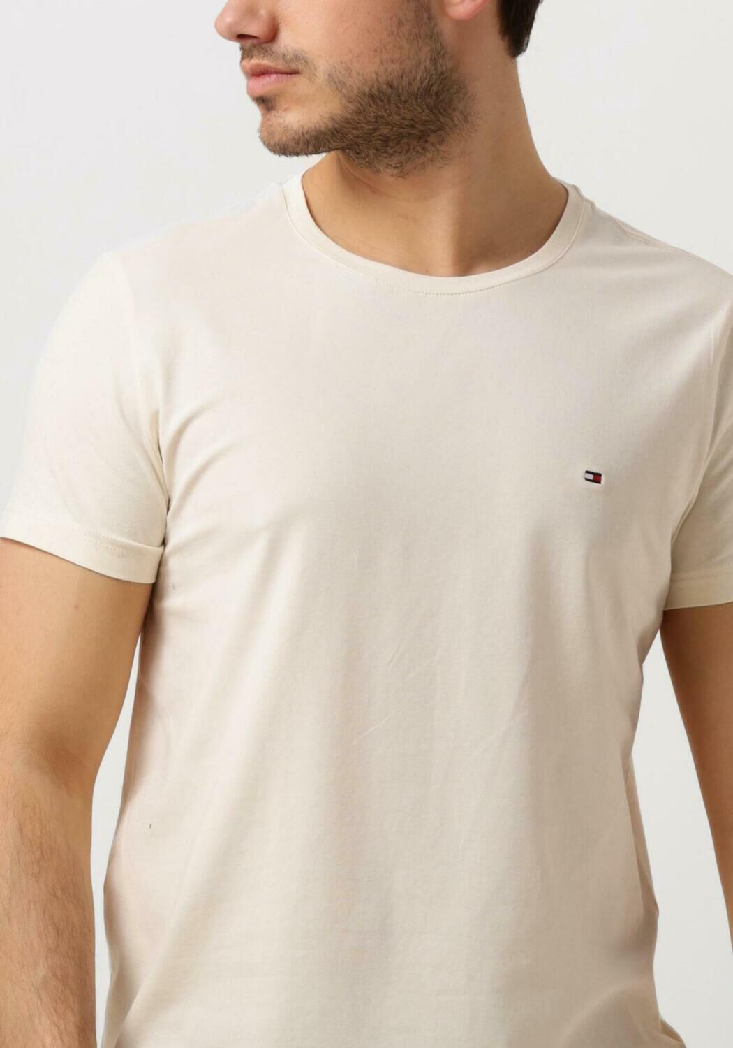 TOMMY HILFIGER Heren Polo's & T-shirts Stretch Slim Fit Tee Beige