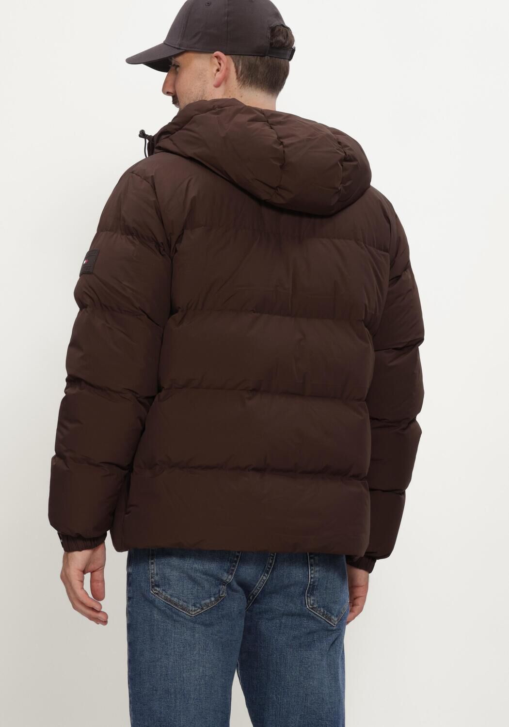 Bruine TOMMY HILFIGER Gewatteerde jas DOWN HOODED PUFFER JKT - large