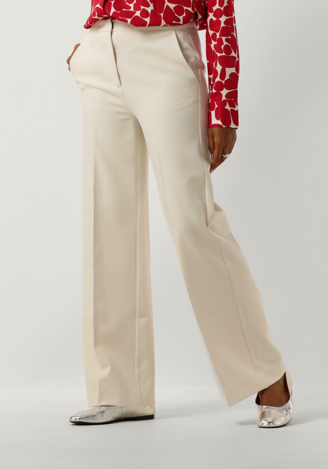 Another-Label high waist straight fit pantalon Moore ecru