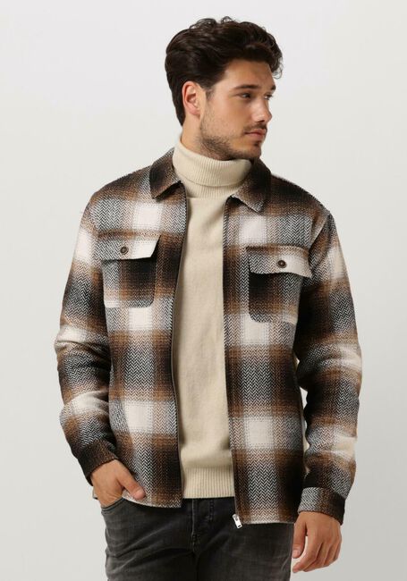 Bruine ANERKJENDT Overshirt AKOSCAR CHECK OVERSHIRT - large