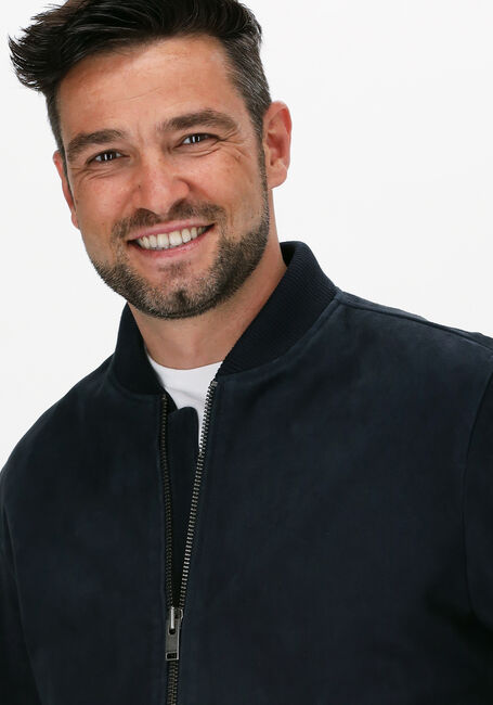 Blauwe SELECTED HOMME Leren jas SLHICONIC BOMBER SUEDE JKT W S - large