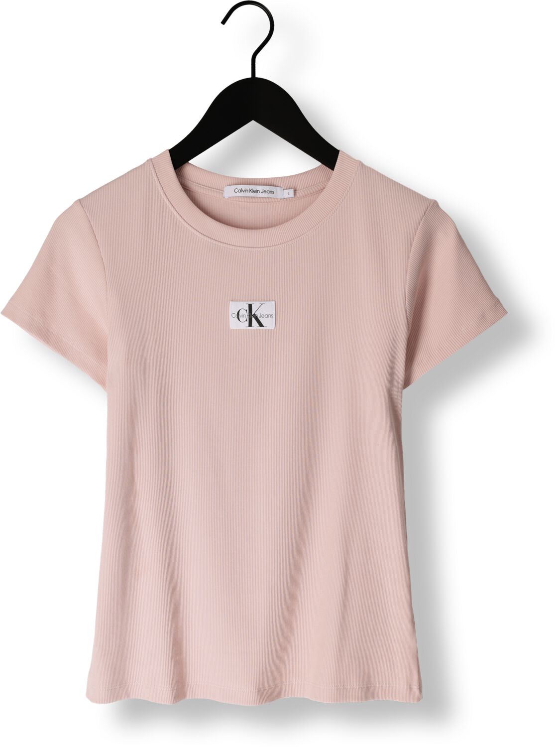 CALVIN KLEIN Dames Tops & T-shirts Woven Label Rib Slim Tee Lichtroze