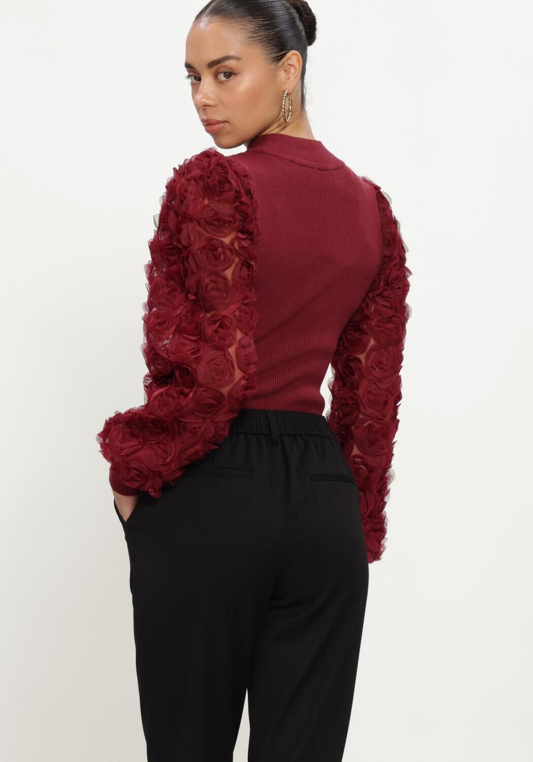 Bordeaux Y.A.S. Top YASRUNELLA LS HIGH NECK KNIT PULLOVER - large