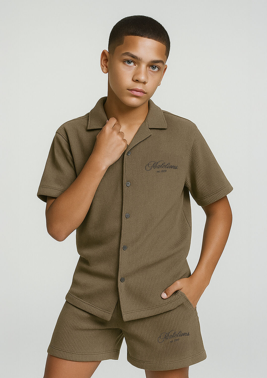 Groene MALELIONS Casual overhemd RIBBED SCRIPT SHIRT - large