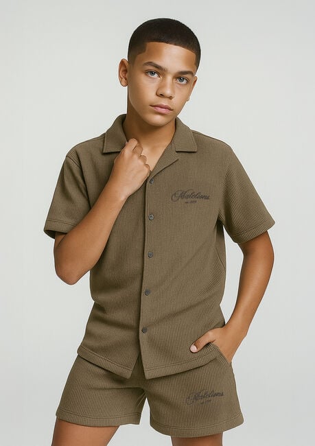 Groene MALELIONS Casual overhemd RIBBED SCRIPT SHIRT - large