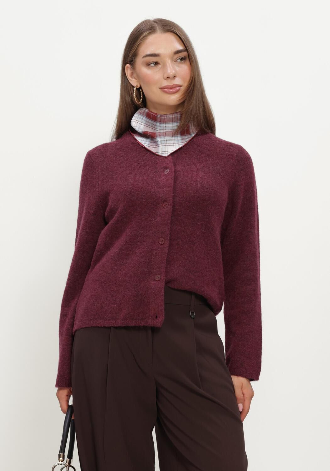 Bordeaux SELECTED WOMEN Vest SLFLULU NEW LS KNIT CARDIGAN - large