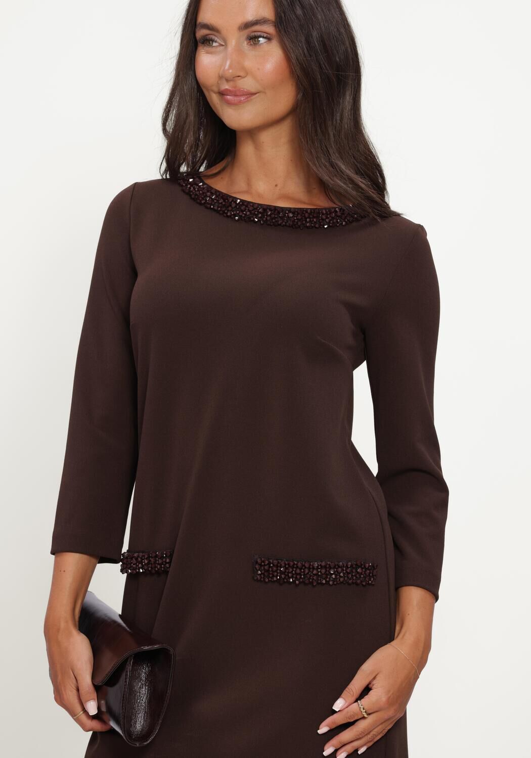 Bruine ANA ALCAZAR Mini jurk 042194.3912 - large