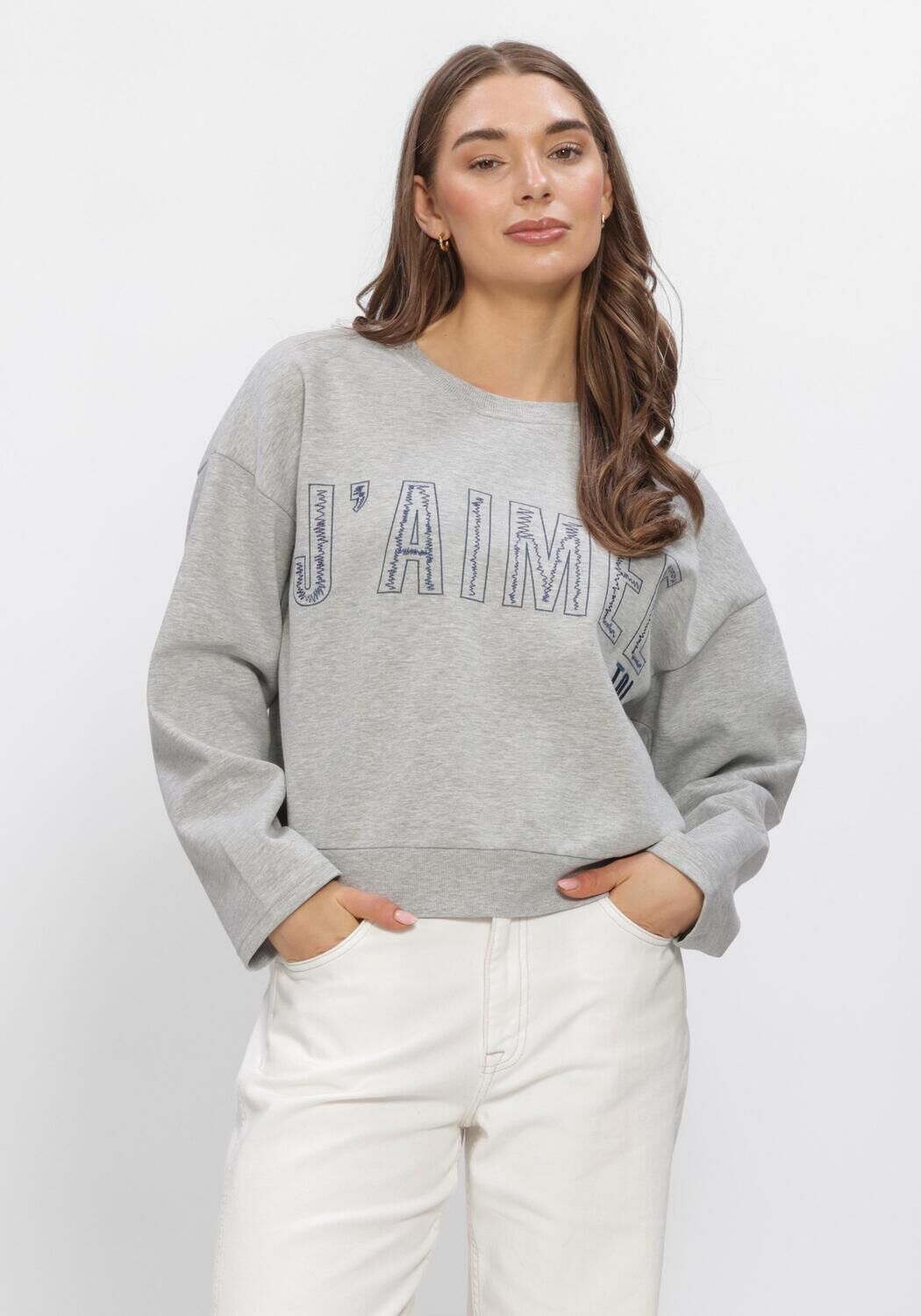 Grijze AIMEE THE LABEL Sweater ELANSS6 SWEATER WITH EMBROIDERY - large
