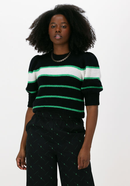 Zwarte GESTUZ Trui ALPHA SS STRIPED PULLOVER - large